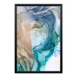 Quadro Abstrato Aquarela – Formas Orgânicas Azul e Verde