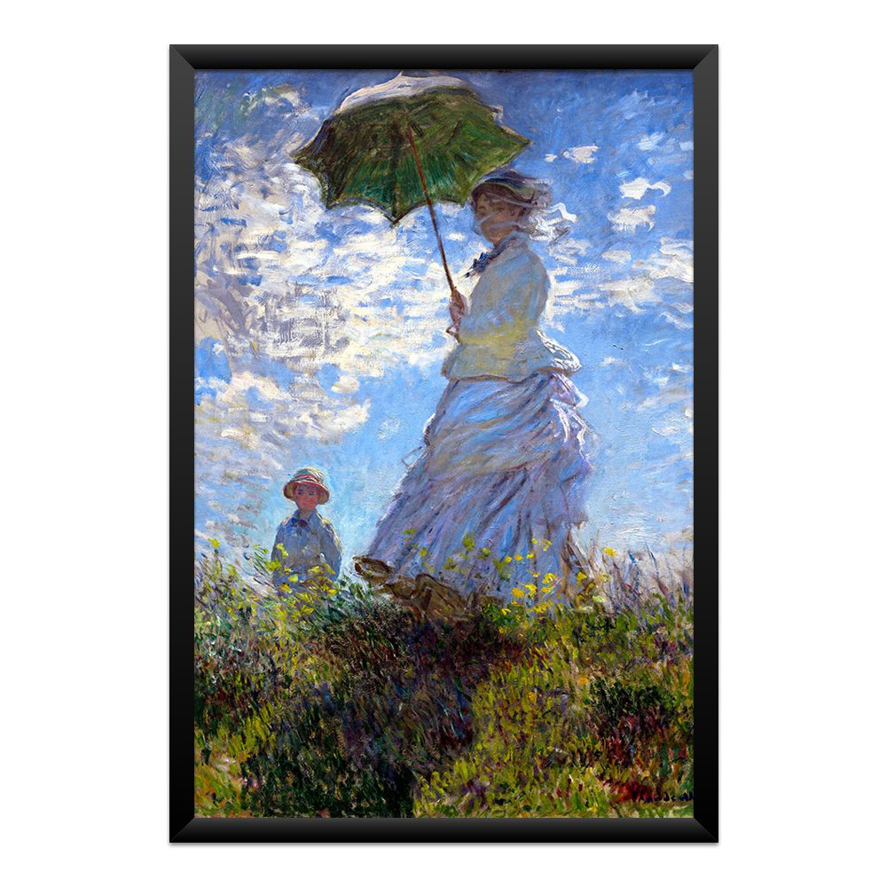 quadro-monet-woman-with-a-parasol-impressionismo-qpd89113-01-moldura-preta-frente Quadro Woman with a Parasol – Claude Monet - Imagem 1