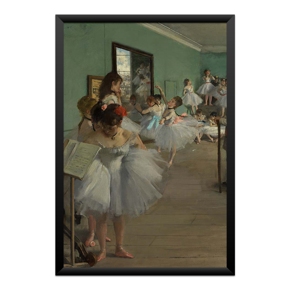 quadro-edgar-degas-aula-de-ballet-bailarinas-arte-impressionista-qpd85013-01-moldura-preta-frente Quadro Edgar Degas – Aula de Ballet | Arte Impressionista - Imagem 1