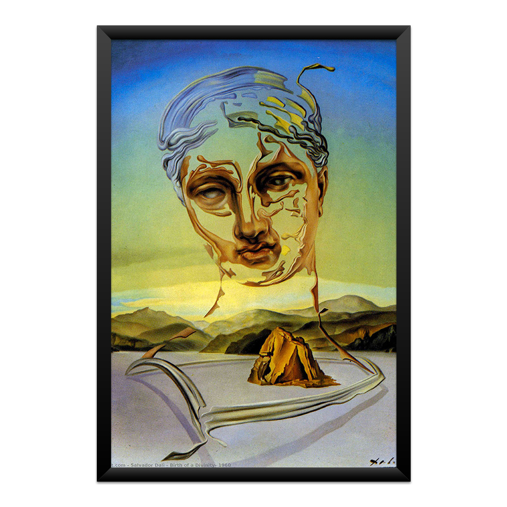 quadro-salvador-dali-birth-of-a-divinity-surrealismo-qpd89133-01-moldura-preta-frente Quadro Salvador Dalí – Birth of a Divinity - Imagem 1
