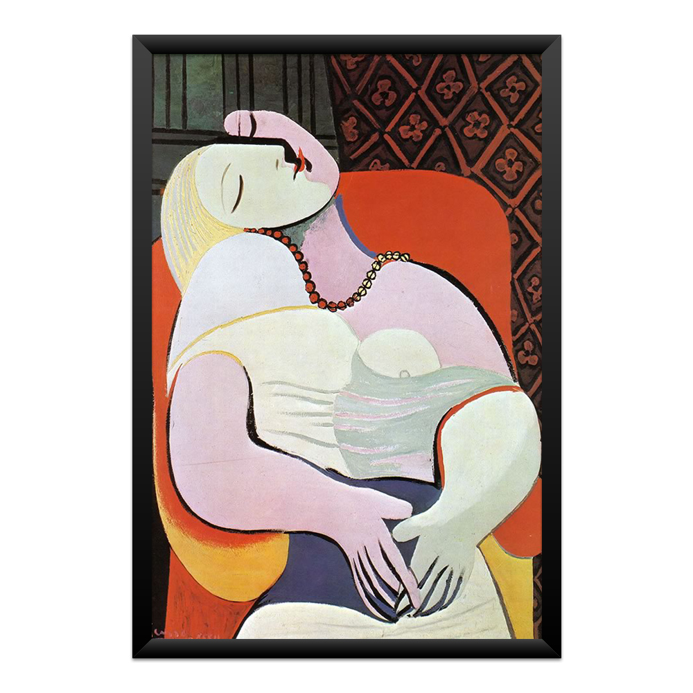quadro-the-dream-le-reve-pablo-picasso-arte-moderna-cubismo-qpd27057-01-moldura-preta-frente Quadro The Dream (Le Rêve) – Pablo Picasso - Imagem 1