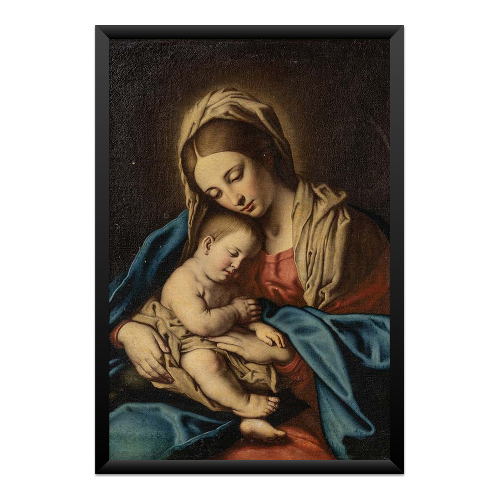 quadro-virgem-maria-sassoferrato-arte-sacra-classica-qpd85177-01-moldura-preta-frente Quadro Virgem Maria com Menino Jesus – Sassoferrato - Imagem 1